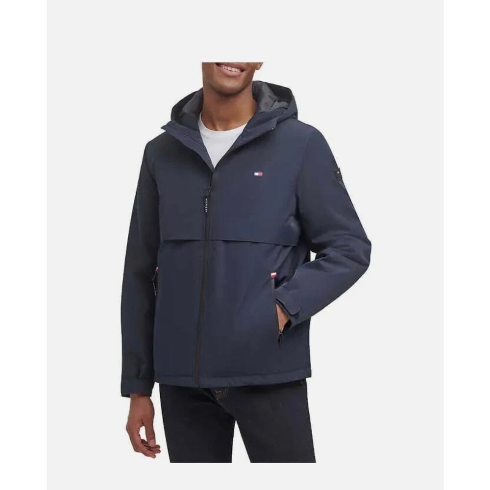TOMMY HILFIGER Mens Performance Hooded Sherpa Lined JACKET in Blue. NWT Size XL